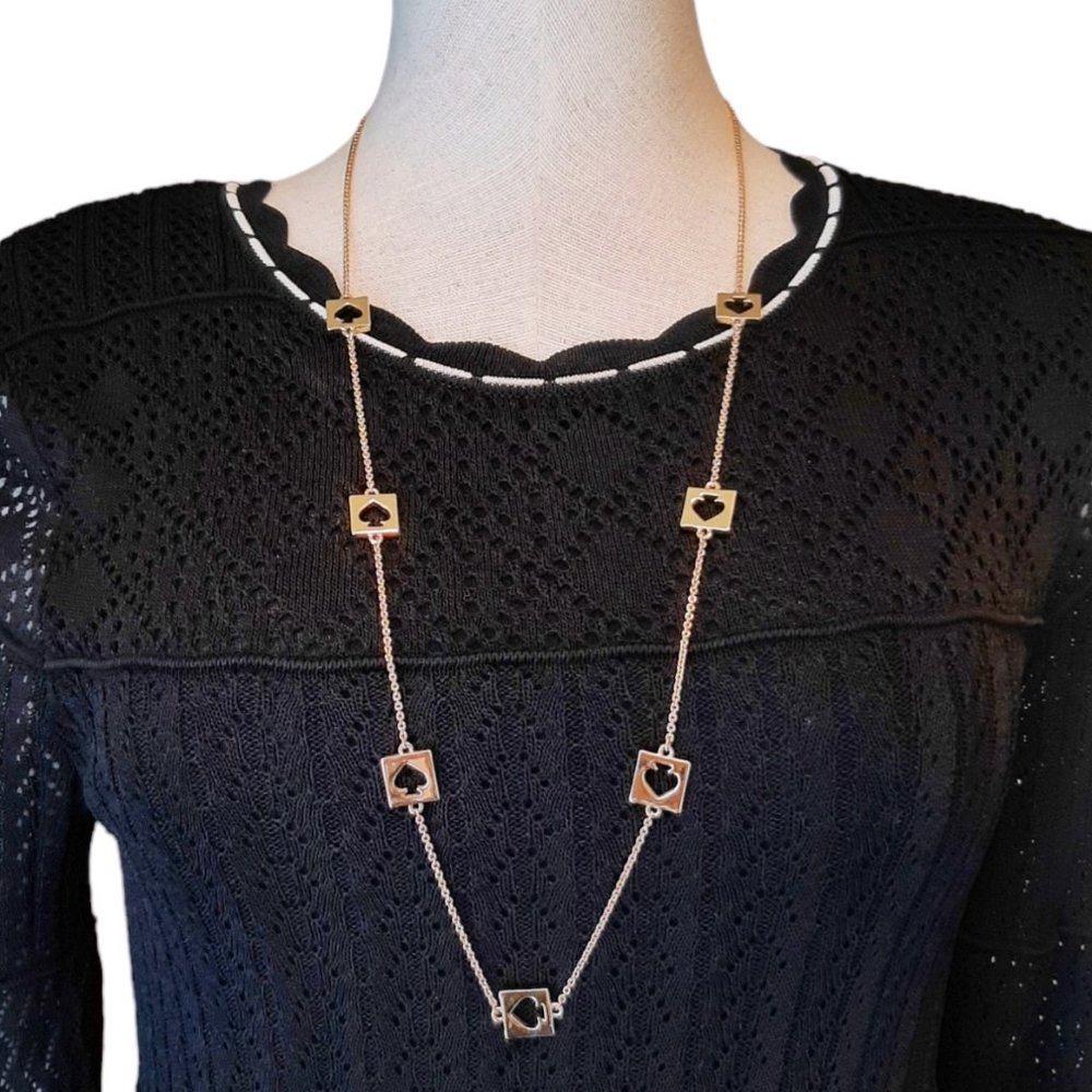 Kate Spade Gold Tone Spade Single Strand Satellite Necklace
